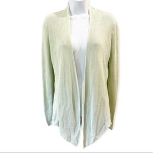 Eileen Fisher Organic Linen Open Cardigan Green Long Sleeve Size Small